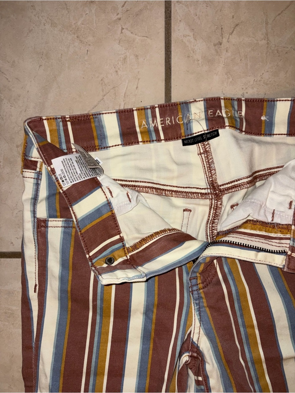 American Eagle Outfitters Brown, Blue & Mustard Striped Jeans - Picture 3 of 6